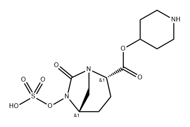 1,6-Diazabicyclo[3.2.1]octane-2-carboxylic acid, 7-oxo-6-(sulfooxy)-, 2-(4-piperidinyl) ester, (2R,5R)-re l Structure