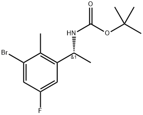 叔丁基(R)-(1-(3-溴-5-氟-2-甲基苯基)乙基)氨基甲酸酯, 2654746-20-8, 结构式