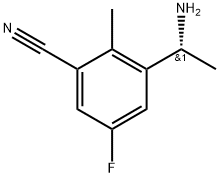 (R)-3-(1-氨基乙基)-5-氟-2-甲基苯甲腈 结构式