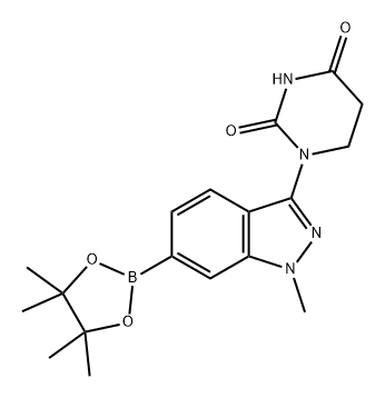 1-(1-methyl-6-(4,4,5,5-tetramethyl-1,3,2-dioxaborolan-2-yl)-1H-indazol-3-yl)dihydropyrimidine-2,4(1H,3H)-dione Structure