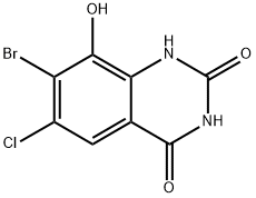 7-Bromo-6-chloro-8-hydroxyquinazoline-2,4(1H,3H)-dione 化学構造式