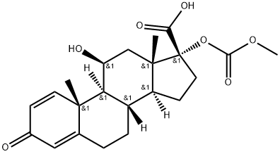 Androsta-1,4-diene-17-carboxylic acid, 11-hydroxy-17-[(methoxycarbonyl)oxy]-3-oxo-, (11β,17α)- (9CI) Structure