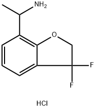 7-Benzofuranmethanamine, 3,3-difluoro-2,3-dihydro-α-methyl-, hydrochloride (1:1) 结构式