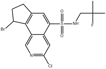 9-bromo-3-chloro-N-(2-fluoro-2-methylpropyl)-8,9-dihydro-7H-cyclopenta[h]isoquinoline-5-sulfonamide 结构式