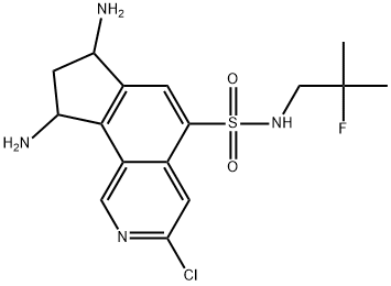 7,9-diamino-3-chloro-N-(2-fluoro-2-methylpropyl)-8,9-dihydro-7H-cyclopenta[h]isoquinoline-5-sulfonamide,2660322-94-9,结构式