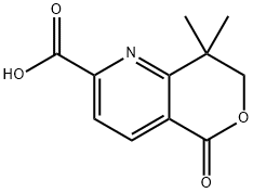 8,8-Dimethyl-5-oxo-7,8-dihydro-5H-pyrano[4,3-b]pyridine-2-carboxylic acid Struktur