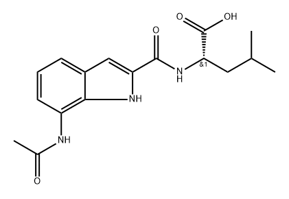 (S)-2-(7-乙酰氨基-1H-吲哚-2-甲酰胺基)-4-甲基戊酸, 2682097-60-3, 结构式