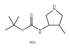 (4-甲基吡咯烷-3-基)氨基甲酸叔丁酯盐酸盐,2682112-75-8,结构式