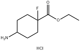 Cyclohexanecarboxylic acid, 4-amino-1-fluoro-, ethyl ester, hydrochloride (1:1) Struktur