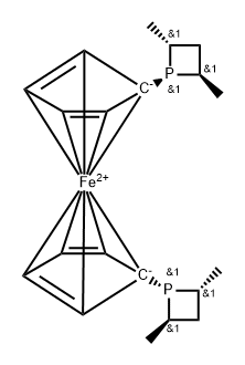 Ferrocene, 1,1'-bis[(2R,4R)-2,4-dimethyl-1-phosphetanyl]-, stereoisomer Structure