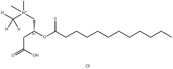 1-Propanaminium, 3-carboxy-N,N-dimethyl-N-(methyl-d3)-2-[(1-oxododecyl)oxy]-, chloride (1:1), (2R)- Structure