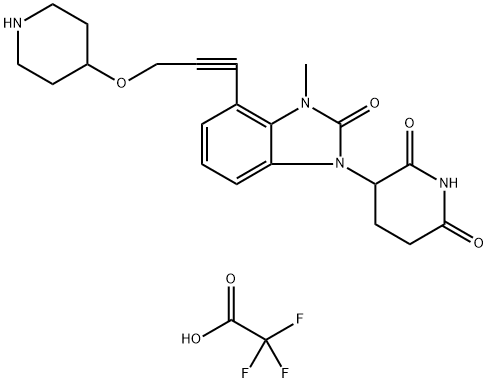2,6-Piperidinedione, 3-[2,3-dihydro-3-methyl-2-oxo-4-[3-(4-piperidinyloxy)-1-propyn-1-yl]-1H-benzimidazol-1-yl]-, 2,2,2-trifluoroacetate (1:1) Structure