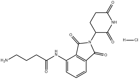 Butanamide, 4-amino-N-[2-(2,6-dioxo-3-piperidinyl)-2,3-dihydro-1,3-dioxo-1H-isoindol-4-yl]-, hydrochloride (1:1) 化学構造式