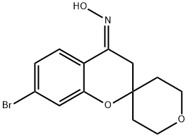 7-Bromo-2',3',5',6'-tetrahydro-spiro[2H-1-benzopyran-2,4'-[4H]pyran]-4(3H)-one oxime Structure