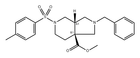 REL-(3AS,7AS)-2-苄基-5-对甲苯磺酰基八氢-7AH-吡咯并[3,4-C]吡啶-7A-甲酸甲酯,2696257-58-4,结构式