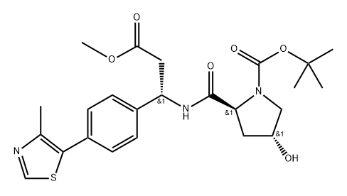 (2S,4R)-4-羟基-2-(((S)-3-甲氧基-1-(4-(4-甲基噻唑-5-基)苯基)-3-氧代丙基)氨基甲酰基)吡咯烷-1-甲酸叔丁酯,2697188-14-8,结构式