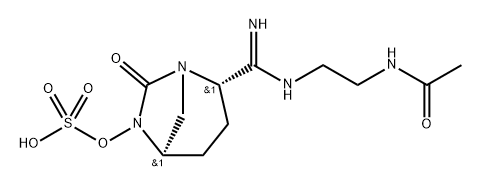(2S,5R)-2-(N-(2-acetamidoethyl)carbamimidoyl)-7-oxo-1,6-diazabicyclo[3.2.1]octan-6-yl hydrogensulfate Struktur