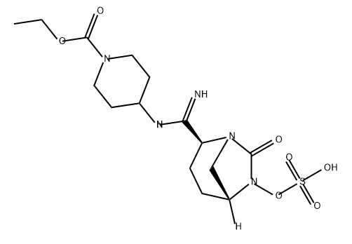 ethyl 4-((2S,5R)-7-oxo-6-(sulfooxy)-1,6-diazabicyclo[3.2.1]octane-2-carboximidamido)piperidine-1-carboxylate Struktur
