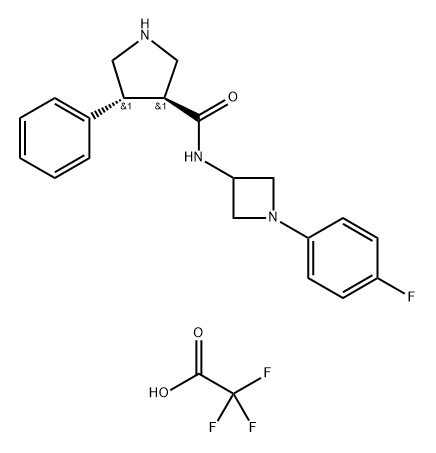 3-Pyrrolidinecarboxamide, N-[1-(4-fluorophenyl)-3-azetidinyl]-4-phenyl-, (3S,4R)-, 2,2,2-trifluoroacetate (1:1) Structure
