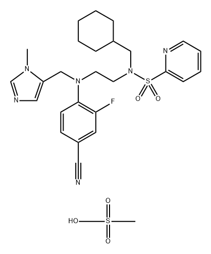2-Pyridinesulfonamide, N-[2-[(4-cyano-2-fluorophenyl)[(1-methyl-1H-imidazol-5-yl)methyl]amino]ethyl]-N-(cyclohexylmethyl)-, compd. with methanesulfonate (1:1)|