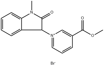 Pyridinium, 1-(2,3-dihydro-1-methyl-2-oxo-1H-indol-3-yl)-3-(methoxycarbonyl)-, bromide (1:1) Struktur