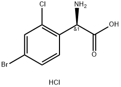 (2R)-2-AMINO-2-(4-BROMO-2-CHLOROPHENYL)ACETIC ACID HYDROCHLORIDE Struktur