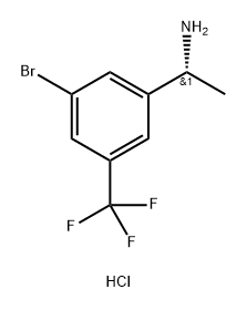 (R)-1-(3-Bromo-5-(trifluoromethyl)phenyl)ethan-1-amine hydrochloride 化学構造式