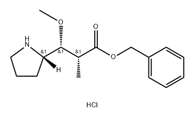 2-Pyrrolidinepropanoic acid, β-methoxy-α-methyl-, phenylmethyl ester, hydrochloride (1:1), (αR,βR,2S)- Struktur
