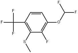 1-(Difluoromethoxy)-2-fluoro-3-(methylthio)-4-(trifluoromethyl)benzene 化学構造式