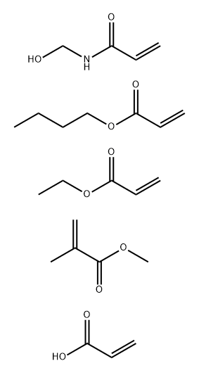 2-Propenoic acid, 2-methyl-, methyl ester, polymer with butyl 2-propenoate, ethyl 2-propenoate, N-(hydroxymethyl)-2-propenamide and 2-propenoic acid Struktur