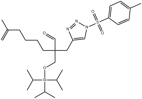 α-(5-Methyl-5-hexen-1-yl)-1-[(4-methylphenyl)sulfonyl]-α-[[[tris(1-methylethyl)silyl]oxy]methyl]-1H-1,2,3-triazole-4-propanal 结构式