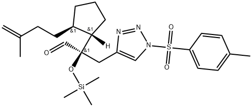 rel-(αS)-α-[(1R,2S)-2-(3-Methyl-3-buten-1-yl)cyclopentyl]-1-[(4-methylphenyl)sulfonyl]-α-[(trimethylsilyl)oxy]-1H-1,2,3-triazole-4-propanal|