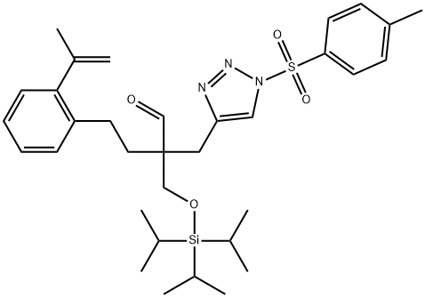 α-[2-[2-(1-Methylethenyl)phenyl]ethyl]-1-[(4-methylphenyl)sulfonyl]-α-[[[tris(1-methylethyl)silyl]oxy]methyl]-1H-1,2,3-triazole-4-propanal,2712604-85-6,结构式