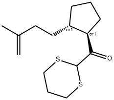 rel-1,3-Dithian-2-yl[(1R,2S)-2-(3-methyl-3-buten-1-yl)cyclopentyl]methanone Structure