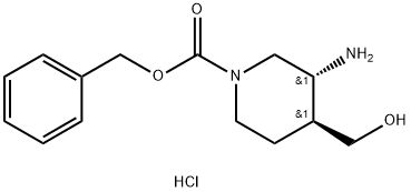 1-Piperidinecarboxylic acid, 3-amino-4-(hydroxymethyl)-, phenylmethyl ester, hydrochloride (1:1), (3R,4S)-rel-,2716849-45-3,结构式