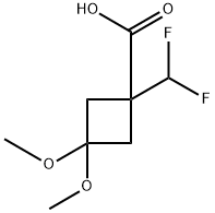 1-(二氟甲基)-3,3-二甲氧基环丁烷甲酸 结构式