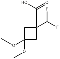 1-(二氟甲基)-3,3-二甲氧基环丁烷甲酸,2719726-03-9,结构式