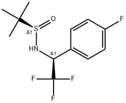(R)-2-methyl-N-((S)-2,2,2-trifluoro-1-(4-fluorophenyl)ethyl)propane-2-sulfinamide Structure