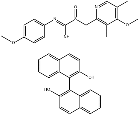 [1,1'-Binaphthalene]-2,2'-diol, (1S)-, coMpd. with 5-Methoxy-2-[(S)-[(4-Methoxy-3,5-diMethyl-2-pyridinyl)Methyl]sulfinyl]-1H-benziMidazole (1:1) 化学構造式