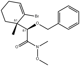 (αR,1S)-2-Bromo-N-methoxy-N,1-dimethyl-α-(phenylmethoxy)-2-cyclohexene-1-acetamide Struktur