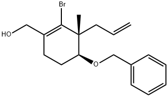 (3R,4S)-2-Bromo-3-methyl-4-(phenylmethoxy)-3-(2-propen-1-yl)-1-cyclohexene-1-methanol Struktur