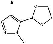 4-Bromo-5-(1,3-dioxolan-2-yl)-1-methyl-1H-pyrazole 化学構造式