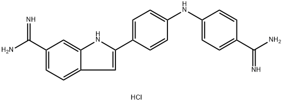 1H-Indole-6-carboximidamide, 2-[4-[[4-(aminoiminomethyl)phenyl]amino]phenyl]-, hydrochloride (1:1) 结构式