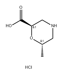 2-Morpholinecarboxylic acid, 6-methyl-, hydrochloride (1:1), (2R,6S)-rel- Structure