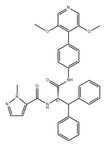 2748749-29-1 (S)-N-[1-[[4-(3,5-二甲氧基-4-吡啶基)苯基]氨基]-1-氧代-3,3-二苯基-2-丙基]-1-甲基-1H-吡唑-5-甲酰胺
