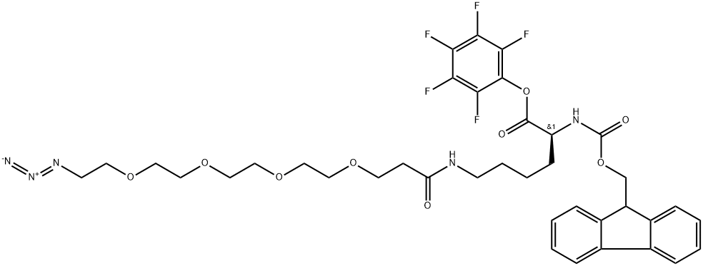 12,15,18,21-Tetraoxa-2,8-diazatricosanoic acid, 23-azido-9-oxo-3-[(2,3,4,5,6-pentafluorophenoxy)carbonyl]-, 9H-fluoren-9-ylmethyl ester, (3S)- Structure