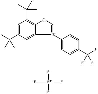 5,7-二叔丁基-3-(4-(三氟甲基)苯基)苯并[D]恶唑-3-鎓四氟硼酸盐 结构式