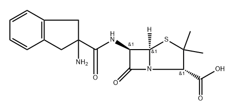 6α-[[[(2-Amino-2,3-dihydro-1H-inden)-2-yl]carbonyl]amino]penicillanic acid Structure