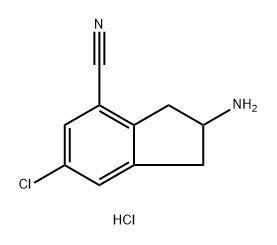 2-氨基-6-氯-2,3-二氢-1H-茚-4-甲腈盐酸盐 结构式