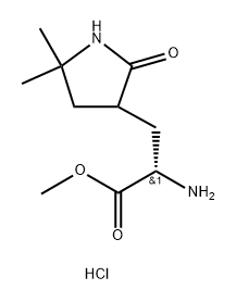 (2S)-Methyl 2-amino-3-(5,5-dimethyl-2-oxopyrrolidin-3-yl)propanoate hydrochloride Struktur